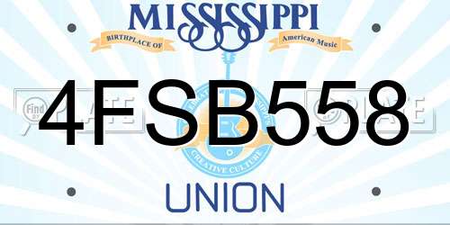 4FSB558 Mississippi License Plate
