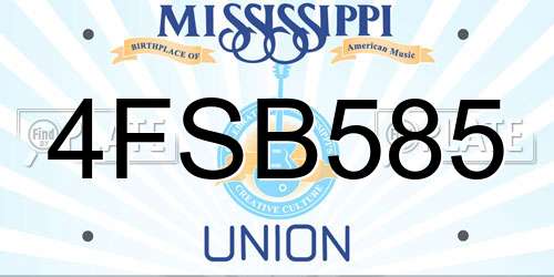 4FSB585 Mississippi License Plate