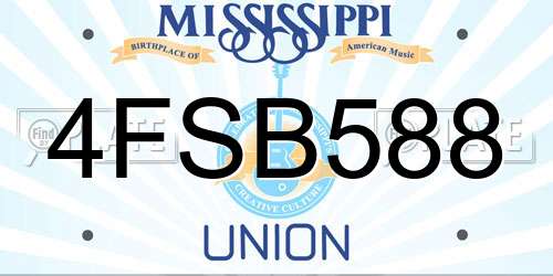 4FSB588 Mississippi License Plate