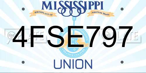 4FSE797 Mississippi License Plate