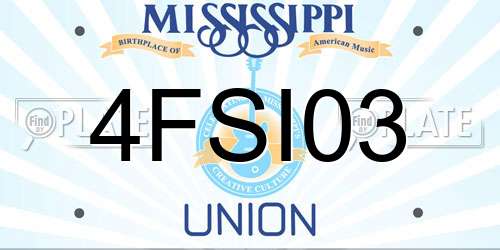 4FSI03 Mississippi License Plate