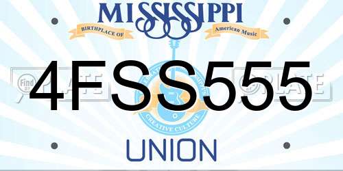 4FSS555 Mississippi License Plate