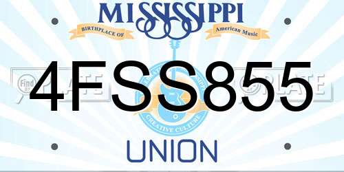 4FSS855 Mississippi License Plate