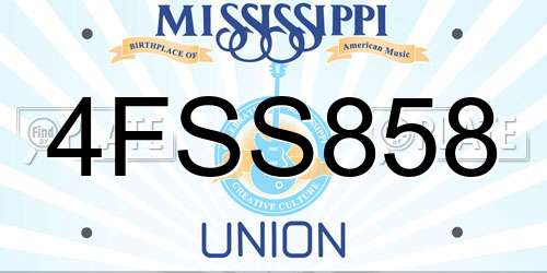 4FSS858 Mississippi License Plate
