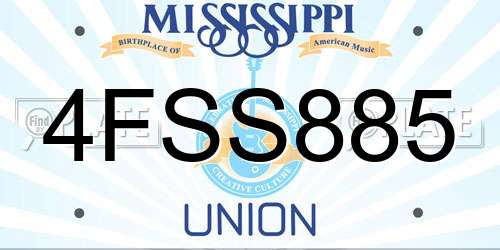 4FSS885 Mississippi License Plate