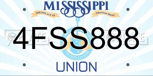 4FSS888 Mississippi License Plate