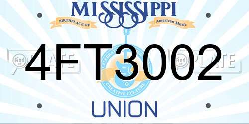 4FT3002 Mississippi License Plate