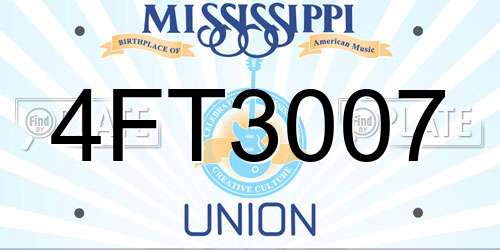 4FT3007 Mississippi License Plate