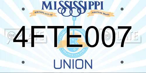4FTE007 Mississippi License Plate