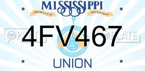 4FV467 Mississippi License Plate