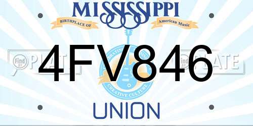 4FV846 Mississippi License Plate