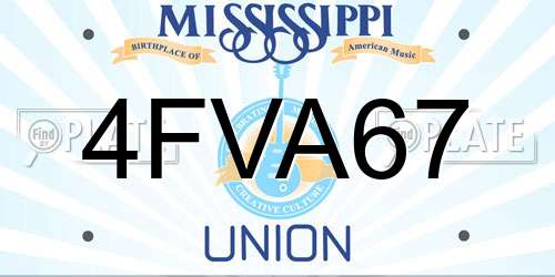 4FVA67 Mississippi License Plate