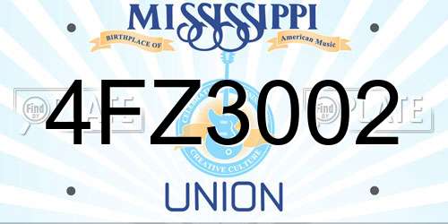 4FZ3002 Mississippi License Plate