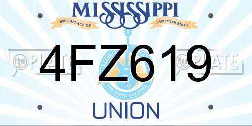 4FZ619 Mississippi License Plate