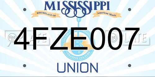 4FZE007 Mississippi License Plate