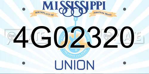 4G02320 Mississippi License Plate