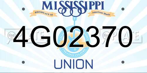 4G02370 Mississippi License Plate