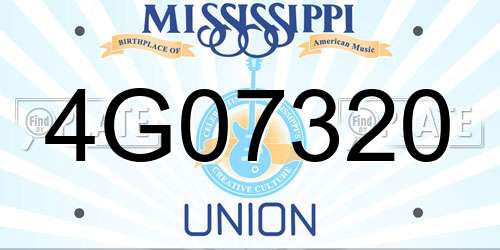 4G07320 Mississippi License Plate
