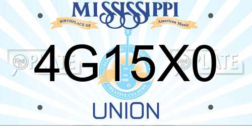 4G15X0 Mississippi License Plate