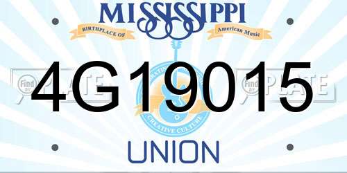 4G19015 Mississippi License Plate