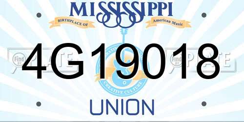 4G19018 Mississippi License Plate