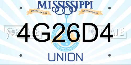 4G26D4 Mississippi License Plate