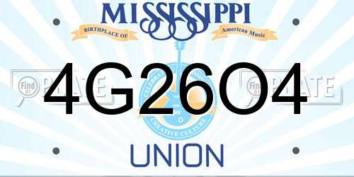 4G26O4 Mississippi License Plate