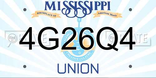 4G26Q4 Mississippi License Plate