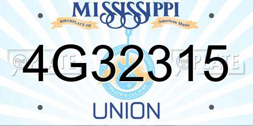 4G32315 Mississippi License Plate