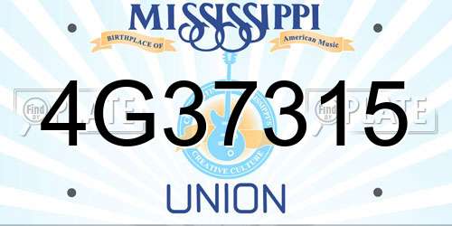 4G37315 Mississippi License Plate