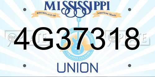 4G37318 Mississippi License Plate