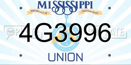 4G3996 Mississippi License Plate