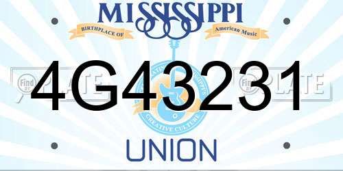 4G43231 Mississippi License Plate