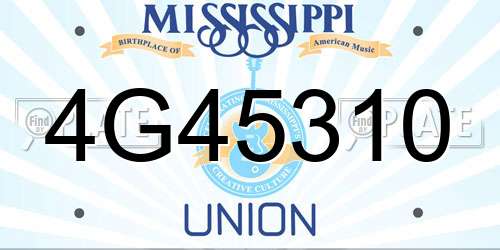 4G45310 Mississippi License Plate