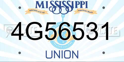 4G56531 Mississippi License Plate