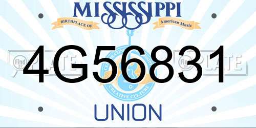 4G56831 Mississippi License Plate
