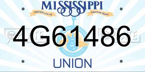 4G61486 Mississippi License Plate