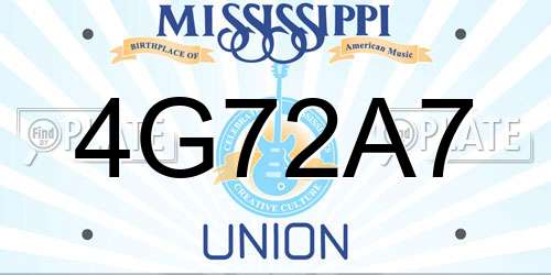 4G72A7 Mississippi License Plate