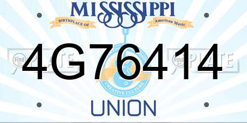 4G76414 Mississippi License Plate