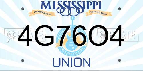 4G76O4 Mississippi License Plate