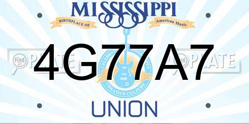 4G77A7 Mississippi License Plate