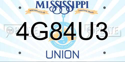 4G84U3 Mississippi License Plate