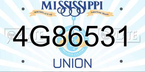 4G86531 Mississippi License Plate