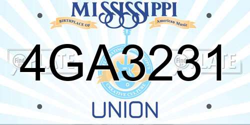 4GA3231 Mississippi License Plate