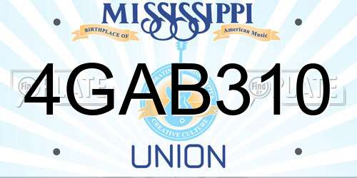 4GAB310 Mississippi License Plate