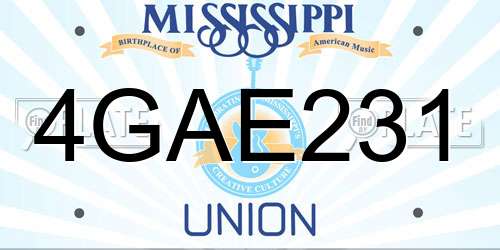 4GAE231 Mississippi License Plate