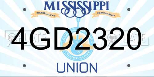 4GD2320 Mississippi License Plate
