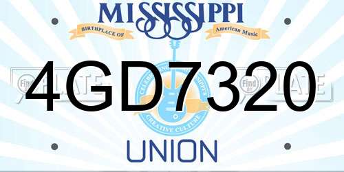 4GD7320 Mississippi License Plate
