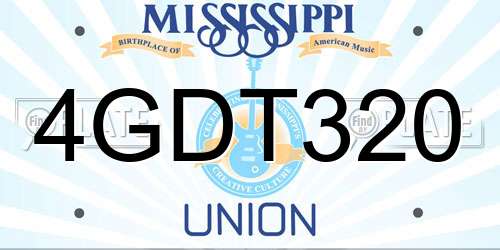 4GDT320 Mississippi License Plate