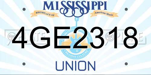 4GE2318 Mississippi License Plate